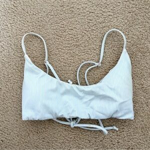 LA Hearts Blue and White Striped Bikini Top